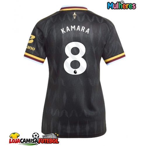 Camisa de Futebol Aston Villa Boubacar Kamara #8 Equipamento Secundário Mulheres 2026-27 Manga Curta